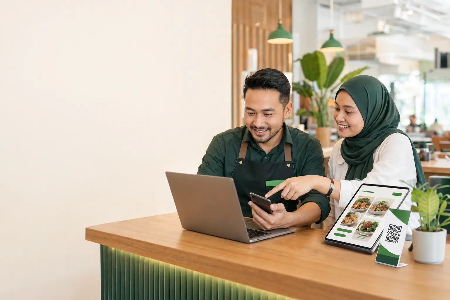Restaurant team completing a guided My QR Menu setup