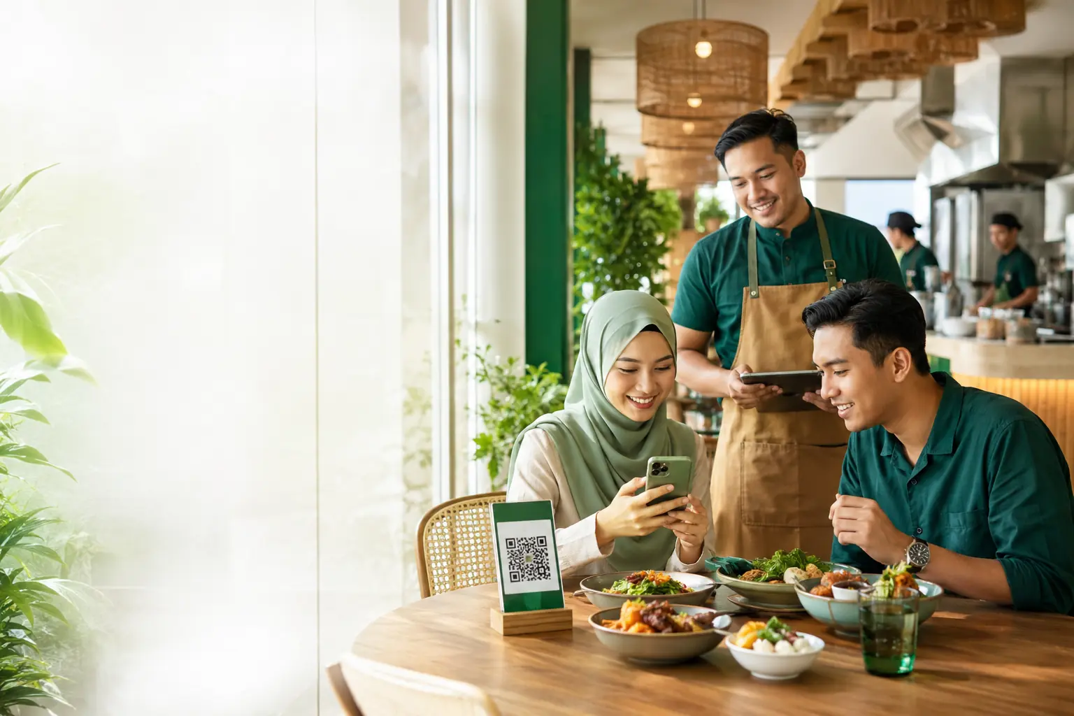 Customers ordering with My QR Menu in a Malaysian restaurant